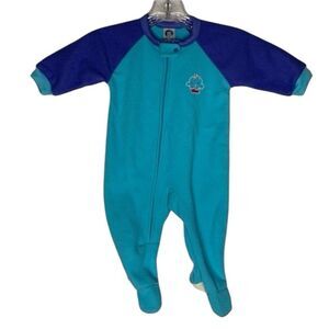 5/$15 Gerber Purple Blue Cupcake‎ Embroidered Full Zip Footed One Piece Pajamas